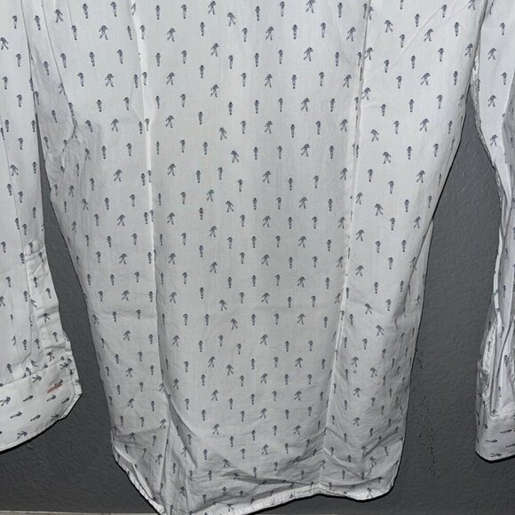 PAUL SMITH EXPLORER PRINT Men's Slim-Fit Shirt -Contrasting Collar & Cuff Lining - Picture 8 of 15